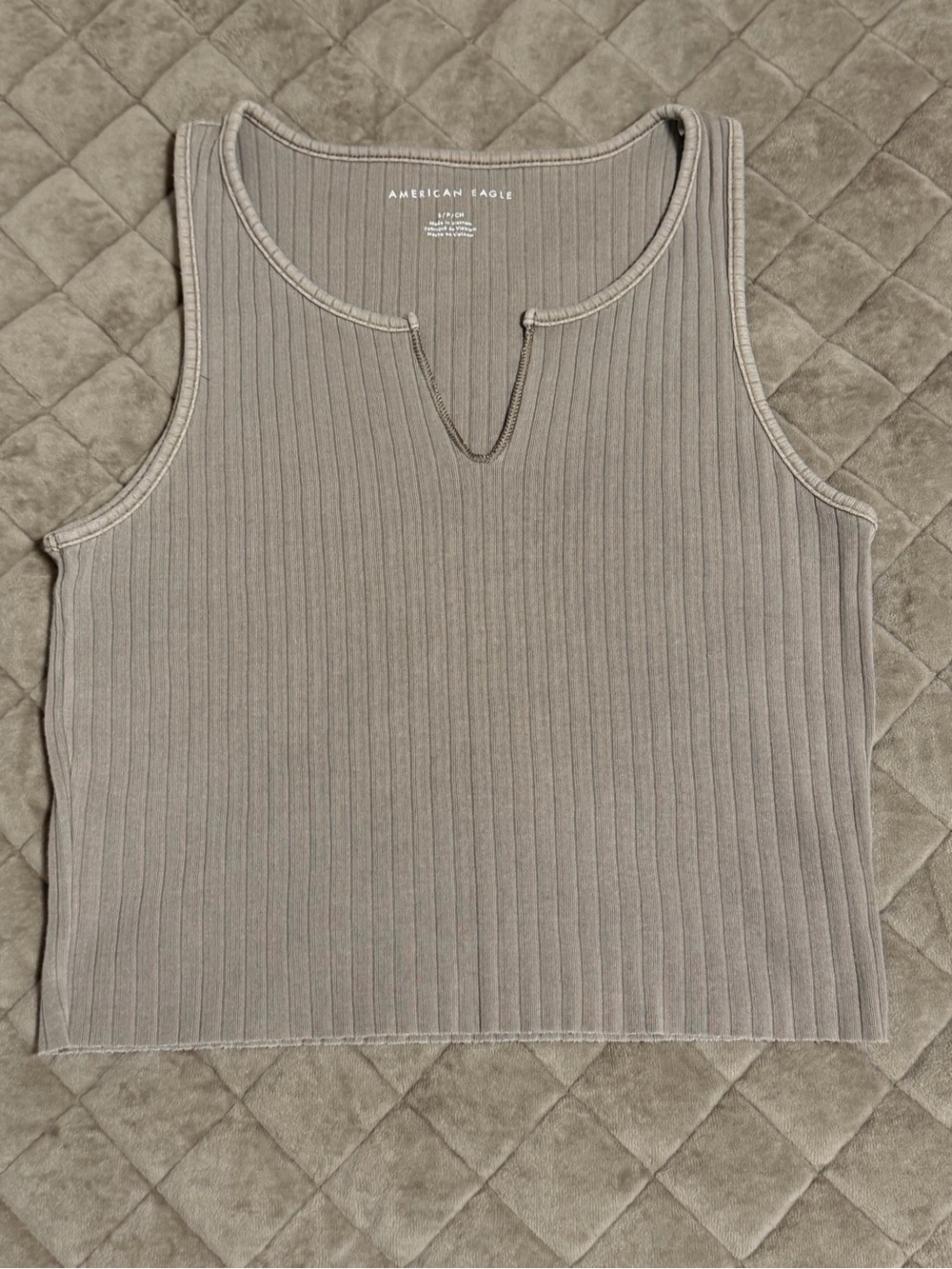 American Eagle Outfitters Ribbed Tank Top in Taupe